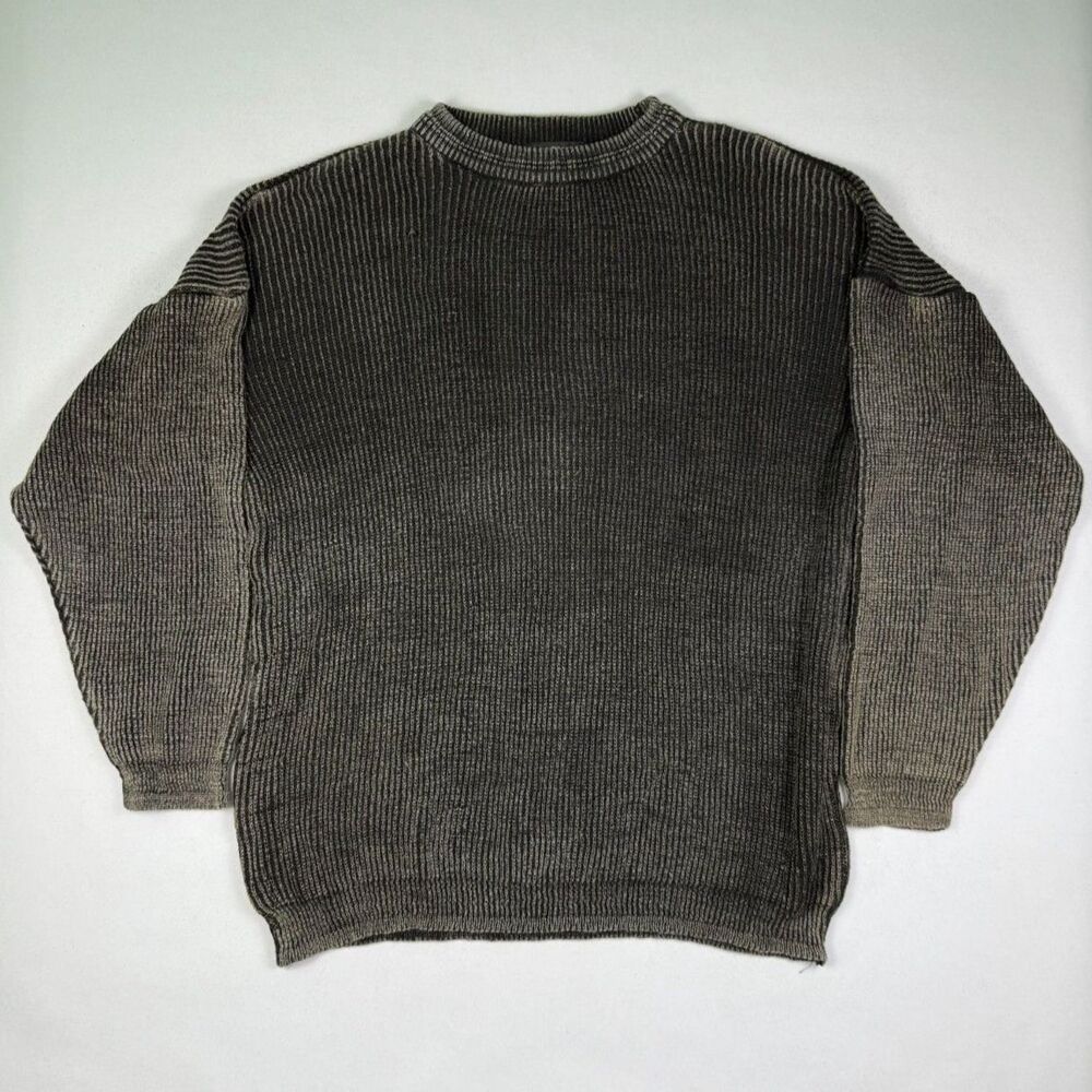 Vintage Anchor Blue Washed Gradient Knit Sweater Gray Medium Ramie Cotton